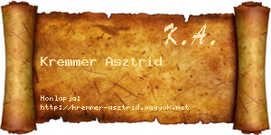 Kremmer Asztrid névjegykártya